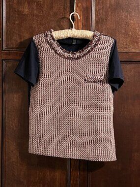 J CREW MIXED TWEED WORK TEE BLOUSE SILK COTTON BLEND